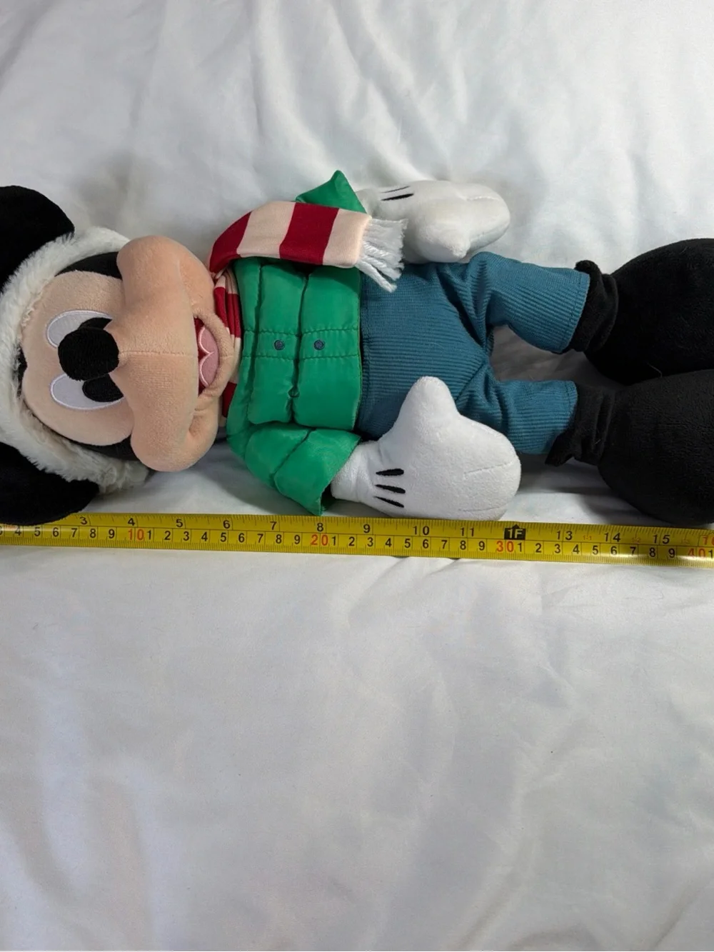 Disney Store 2021 Mickey Mouse Puffer Jacket Scarf & Hat Plush Toy Christmas 16”